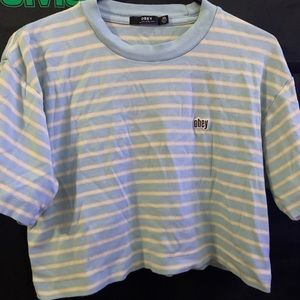 Obey Stripped Cropped Top